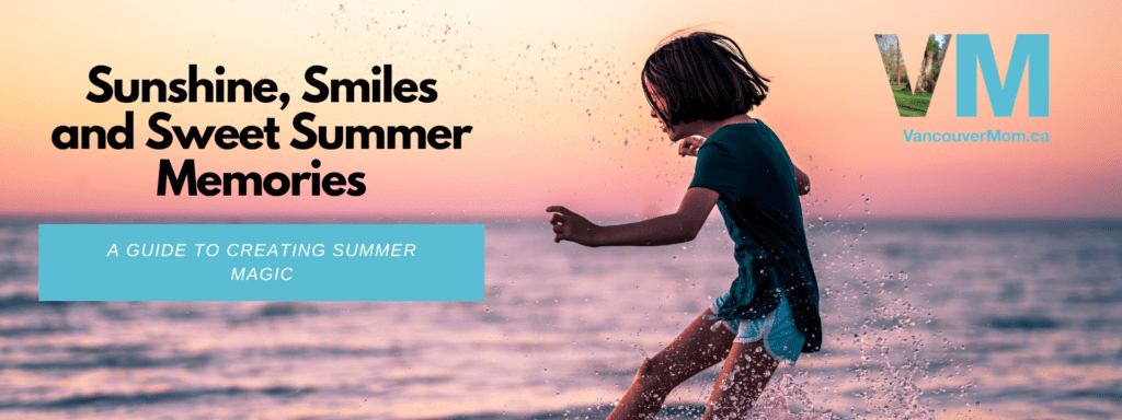 A little girl kicks ocean water ad the sunsets.