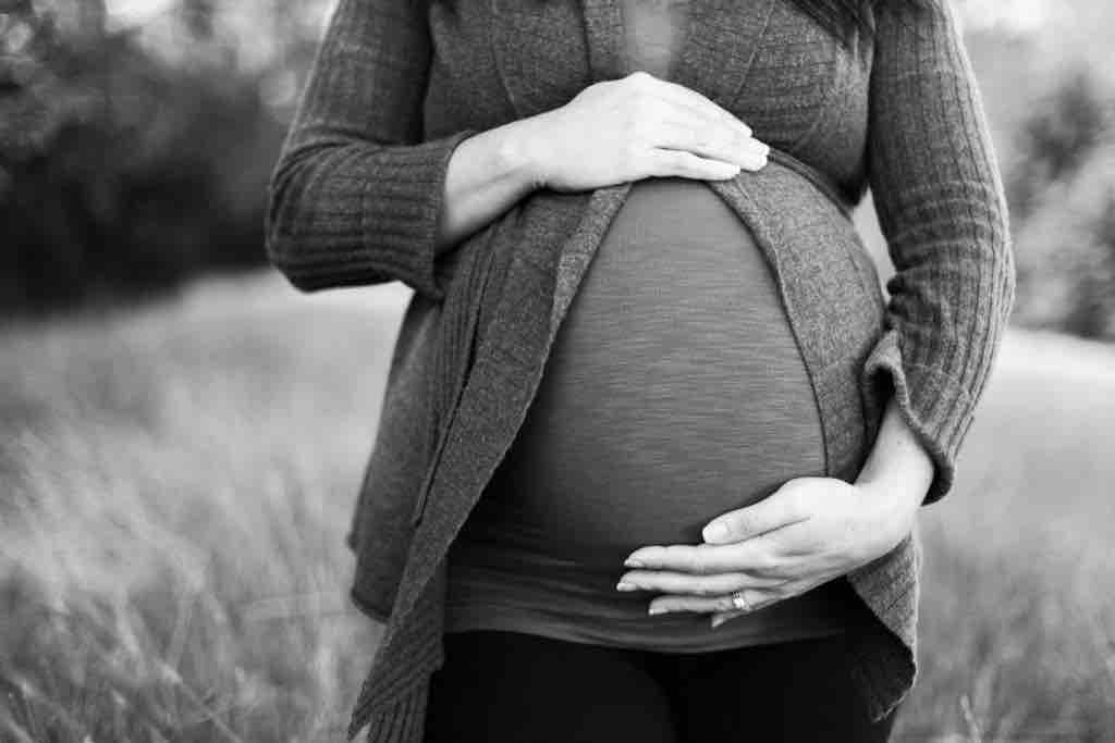 Baby bump picture with maternity clothes