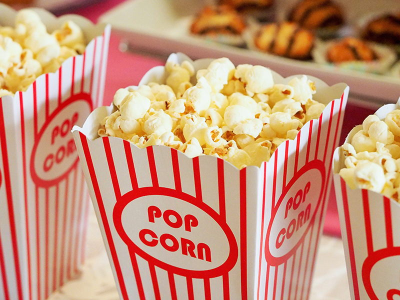A box of movie pop corn as a suggestion for the movies to keep you cool in our 12 heatwave pro tips,