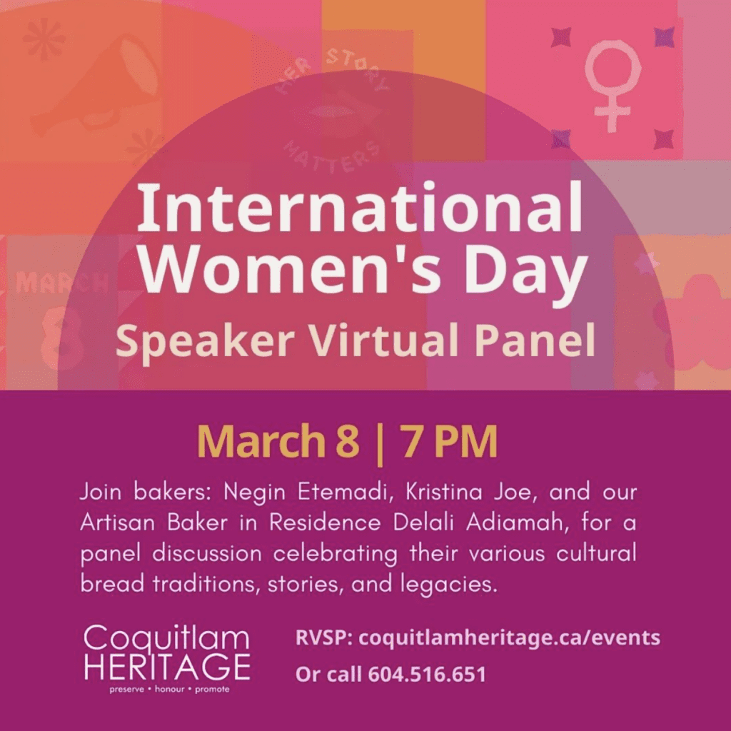 a pink, purple, and orange hued graphic reading International Women's day.