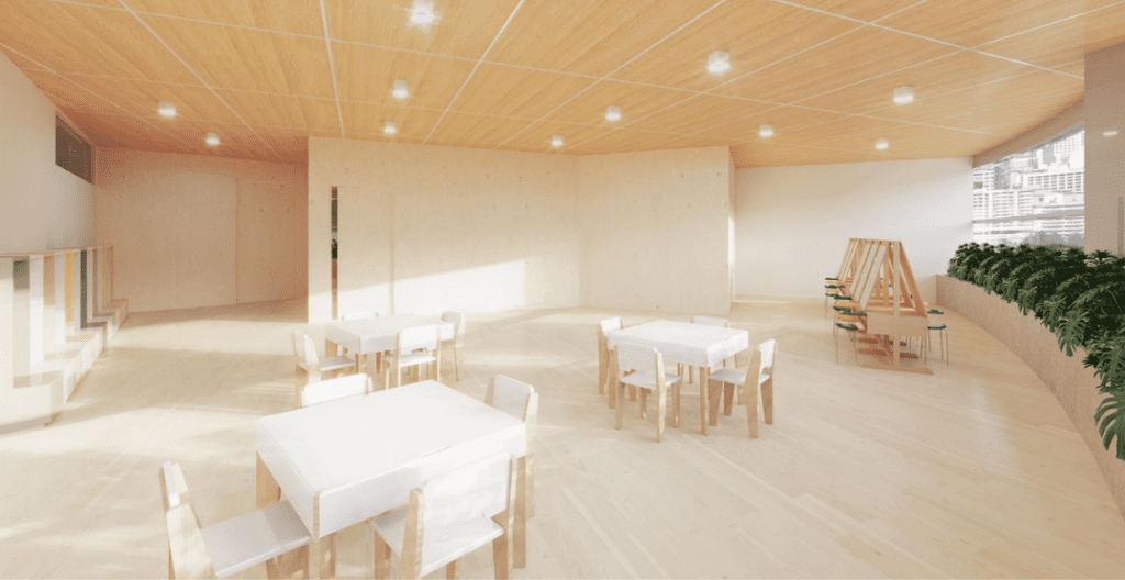 a learning centre called Terra Early Learning showcasing inside their facility of tables and chairs and a clean pristine area.