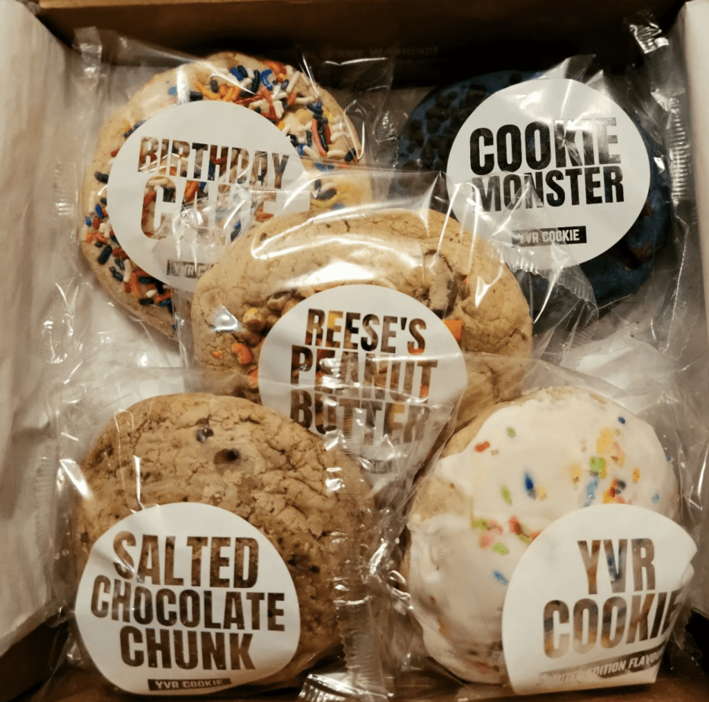 5 big cookies from YVR Cookie