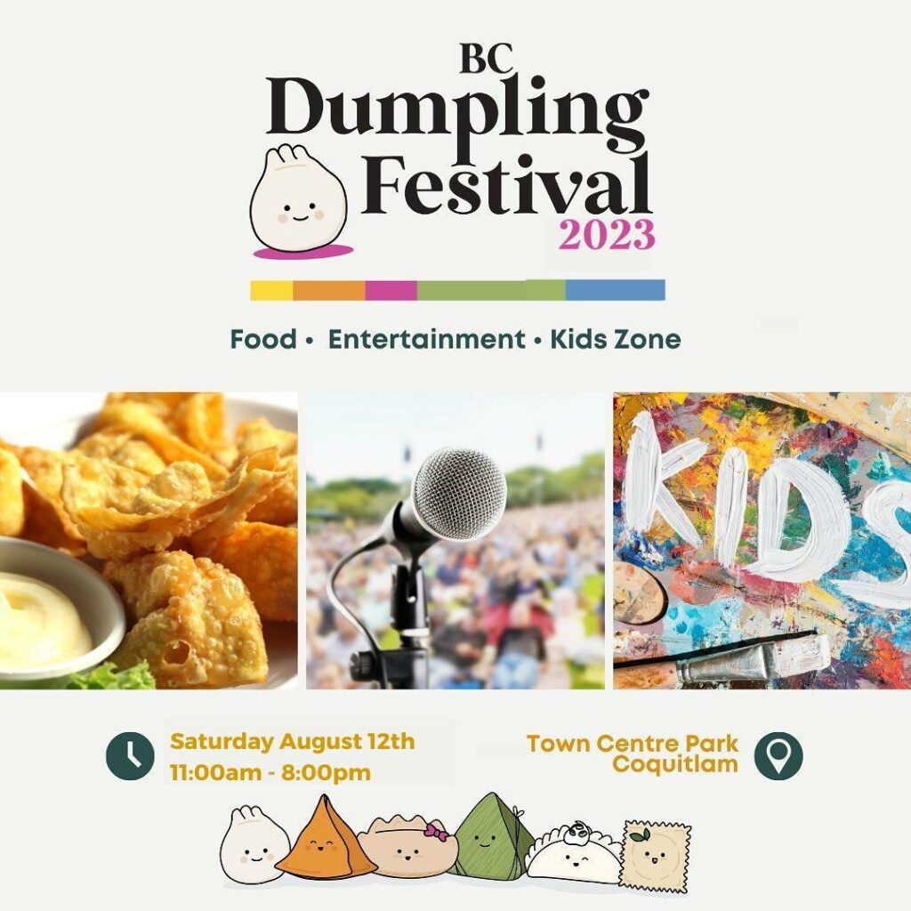 Showcasing a poster of the BC Dumpling Festival in August