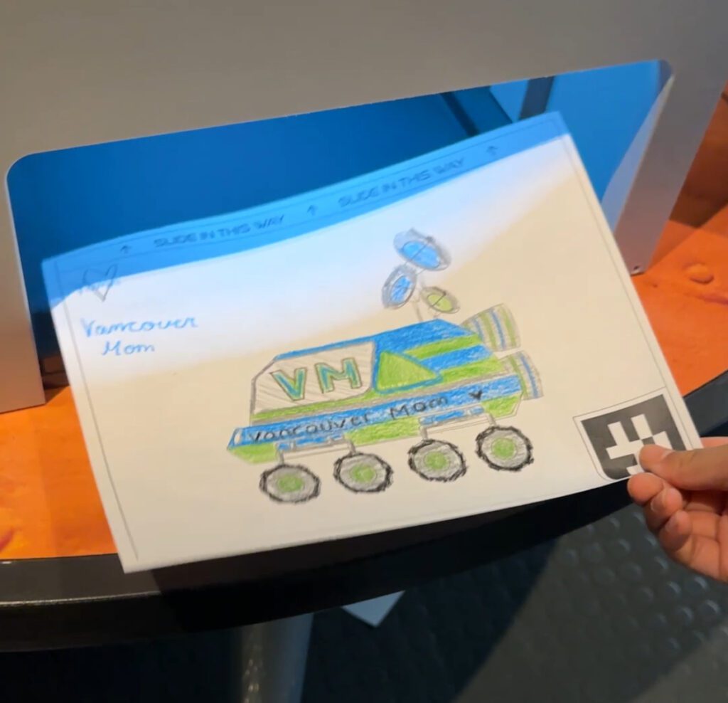 Art work coloring at Artemis Space Adventure at Science World