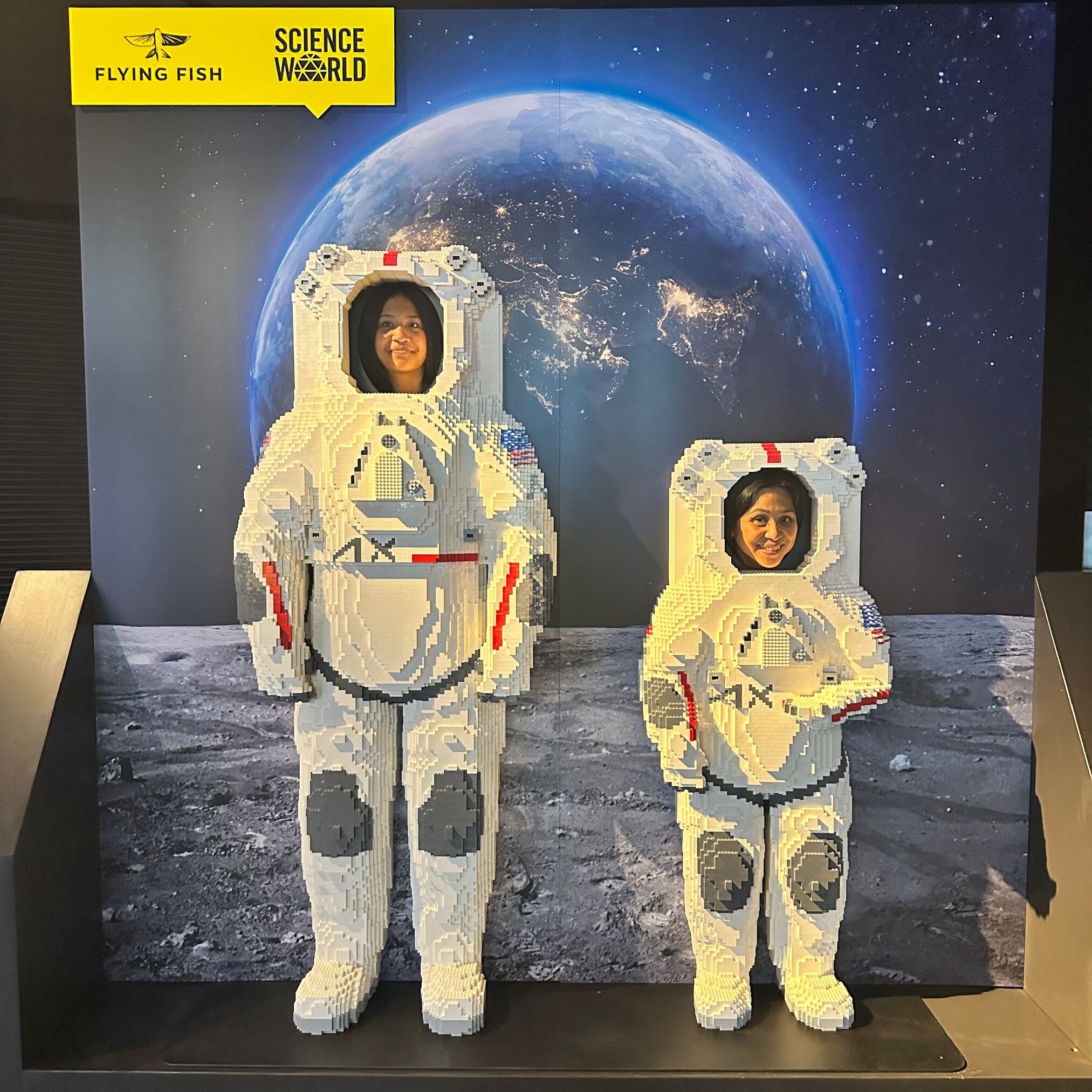 photo opportunities with a lego astronauts at the Artemis Space Adventure at Science World
