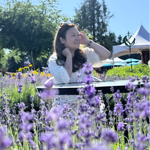 Anne Mok enjoying the lavender fields