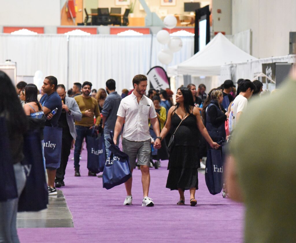 A crowd of parents at the Vancouver Baby Show